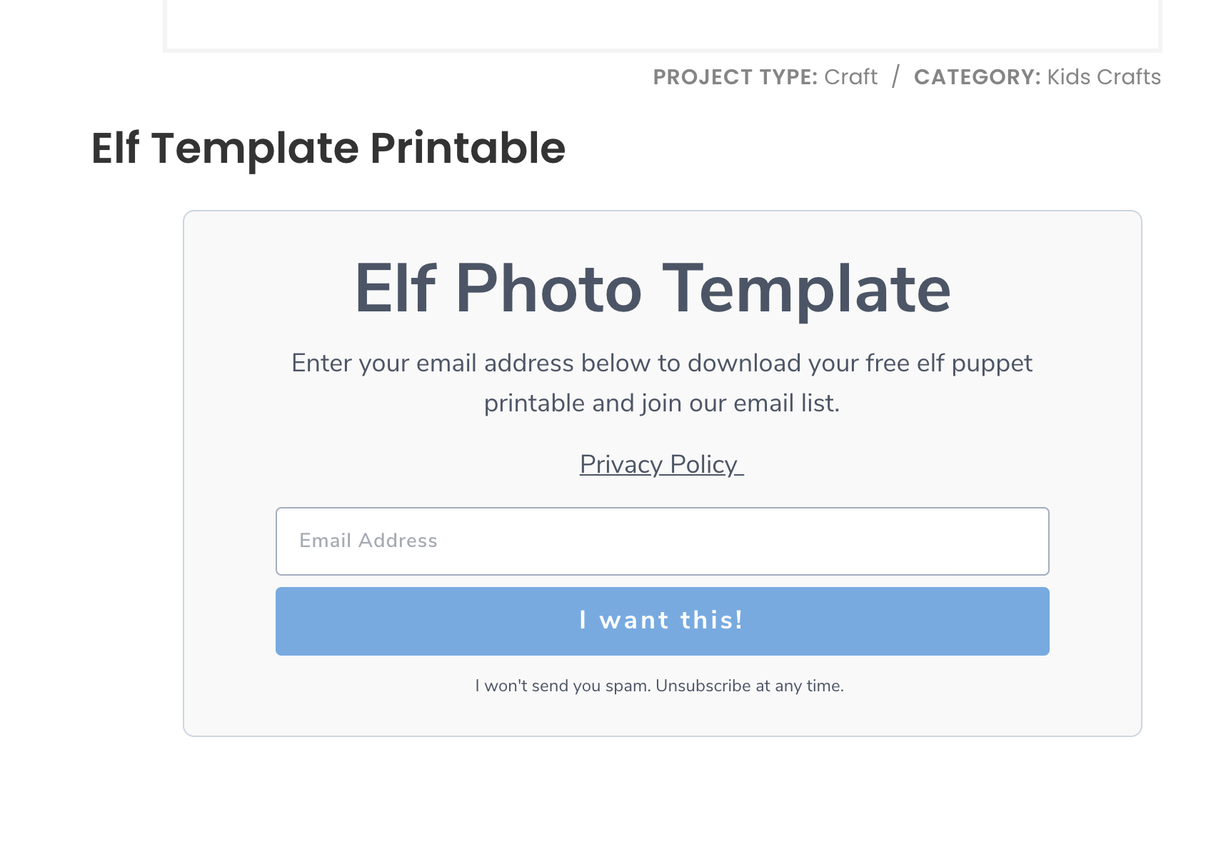 elf photo template form