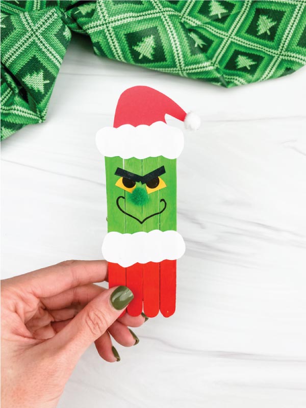 Popsicle Stick Grinch Craft For Kids [Free Template]