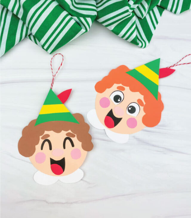 orange haired and brown hair elf ornament craft