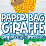 paper bag giraffe craft image collage with the words paper bag giraffe in the middle