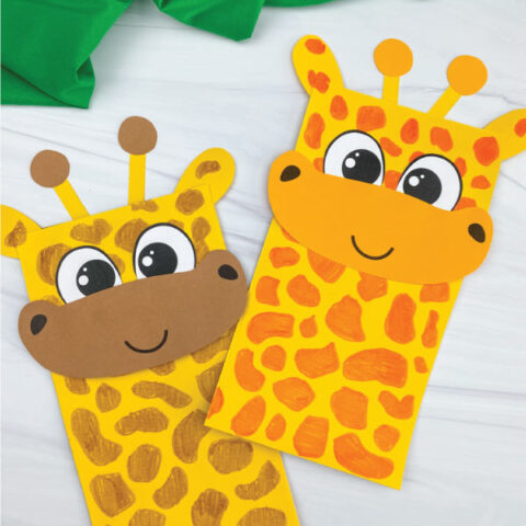 two paper bag giraffe crafts