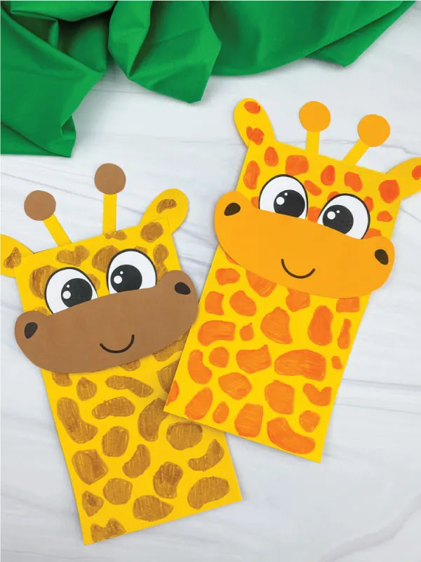 two paper bag giraffe crafts