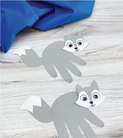 two handprint arctic fox crafts