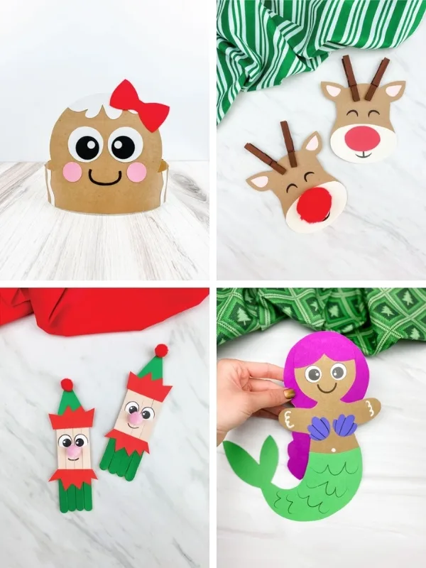 kids' Christmas crafts image collage