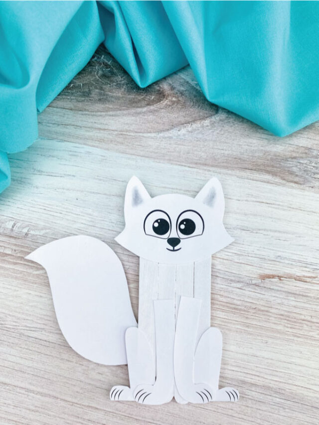 Popsicle Stick Arctic Fox Craft [Free Template] Story