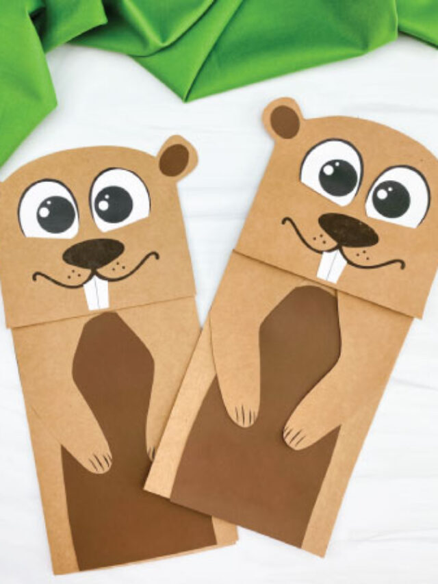 Groundhog Paper Bag Puppet Craft [Free Template] Story