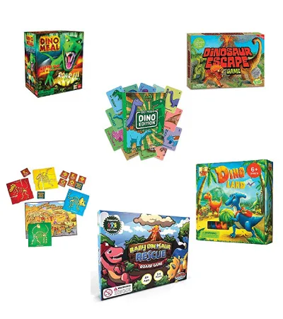 dinosaur board game image collage