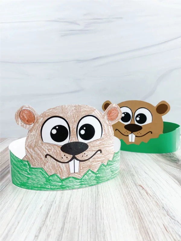 two groundhog headband crafts