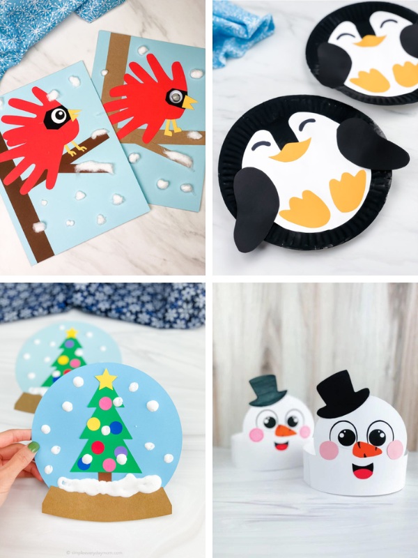 winter kids' craft image collage 