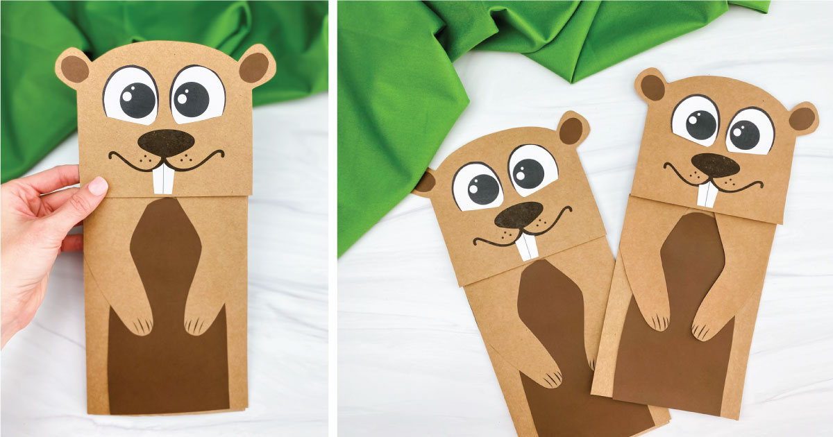 Groundhog Paper Bag Puppet Craft [Free Template]