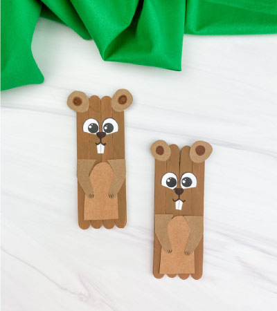 two popsicle stick groundhog crafts