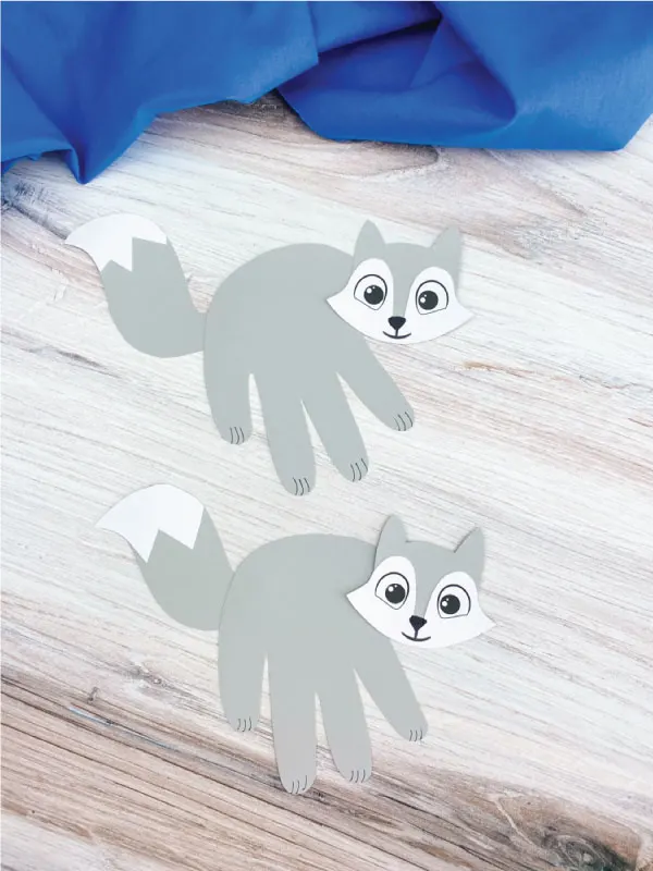 two handprint arctic fox crafts