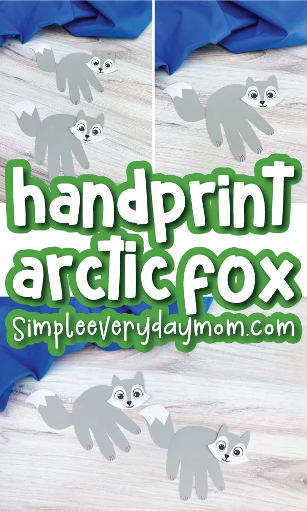 handprint arctic fox image collage with the words handprint arctic fox in the middle
