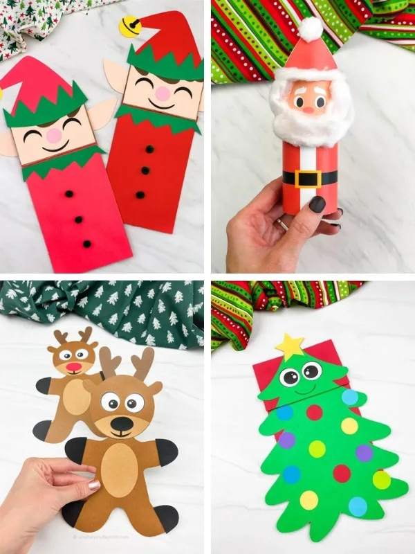 kids' Christmas crafts image collage