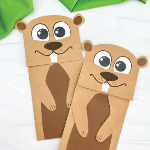 two paper bag groundhog crafts