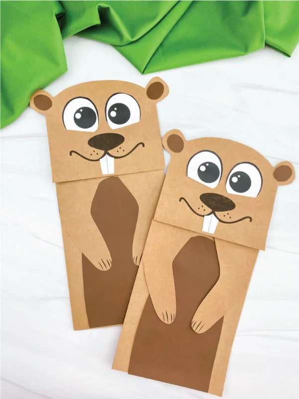 two paper bag groundhog crafts