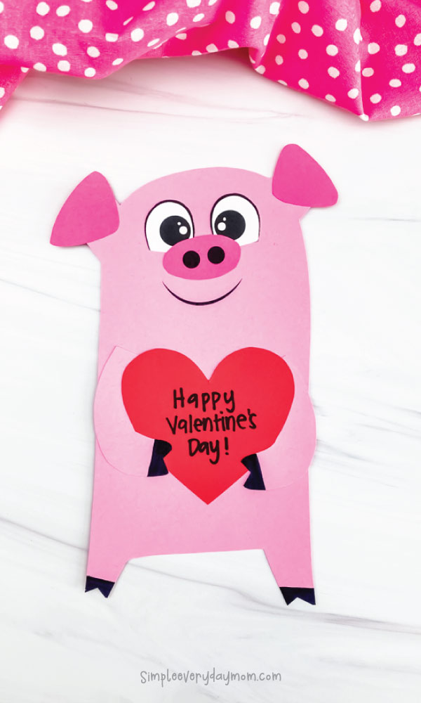 Pig Valentine Craft For Kids [Free Template]