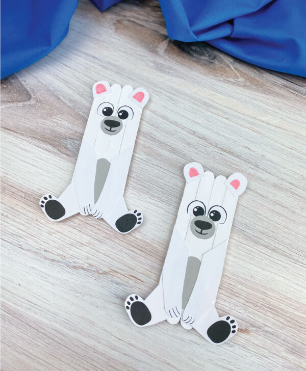 2 popsicle stick polar bear crafts