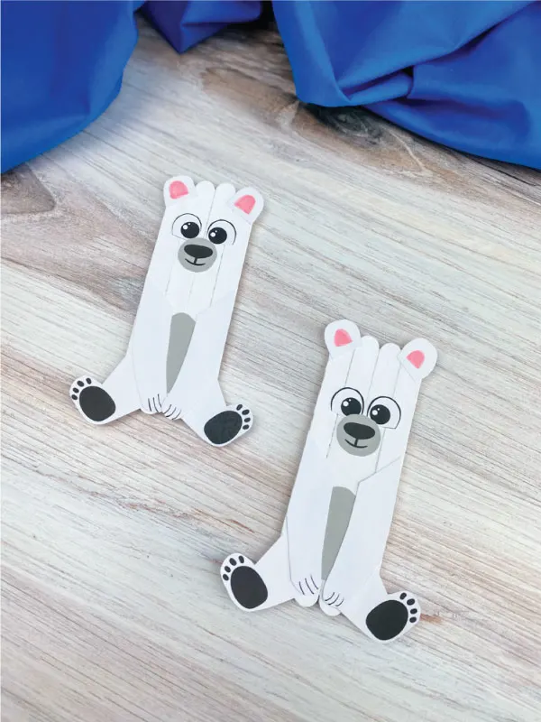 2 popsicle stick polar bear crafts
