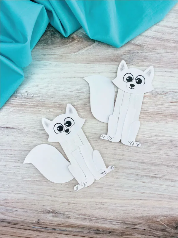 two popsicle stick arctic fox crafts