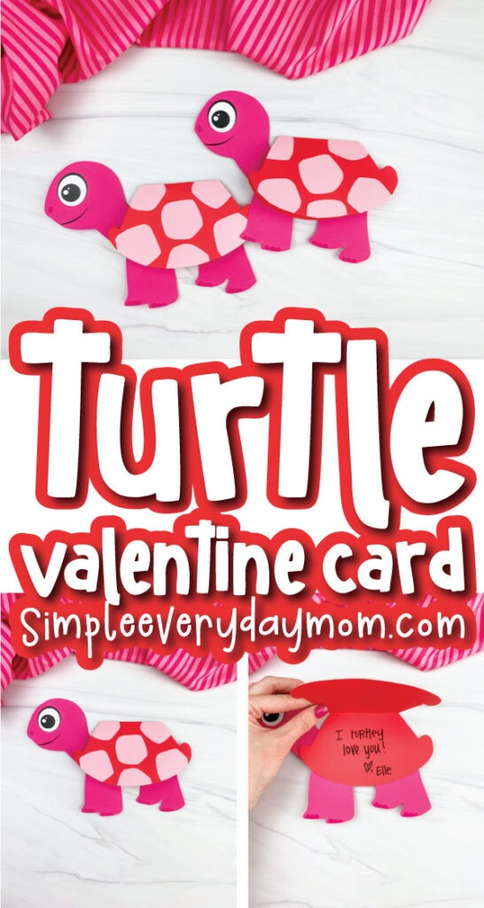 pink and red turtle valentine card craft image collage with the words turtle valentine card in the middle