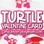 pink and red turtle valentine card craft image collage with the words turtle valentine card in the middle