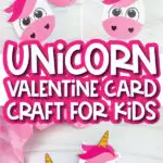 unicorn card craft image collage with the words unicorn valentine card craft for kids in the middle