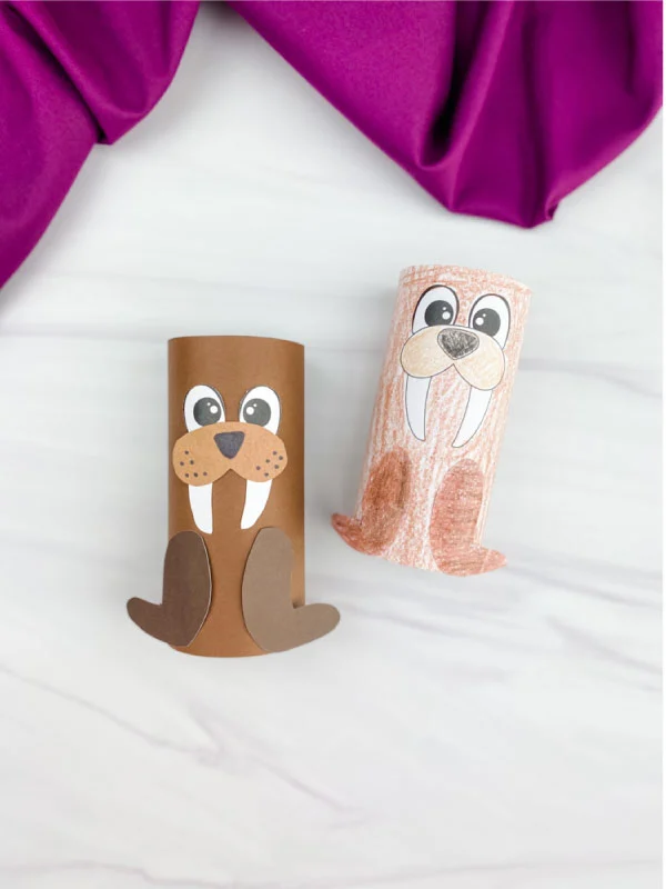 two toilet paper roll walrus crafts