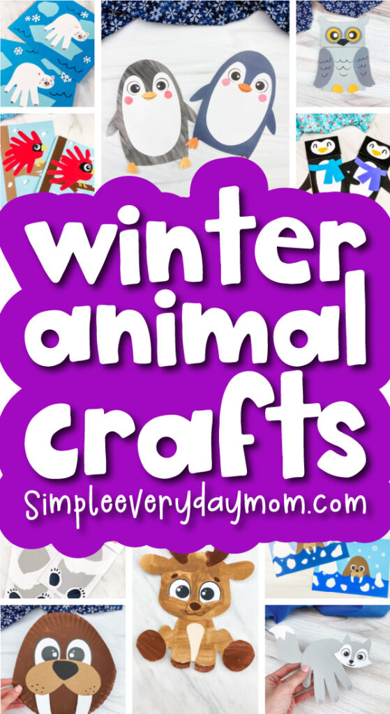 winter animal craft image collage with the words winter animal crafts