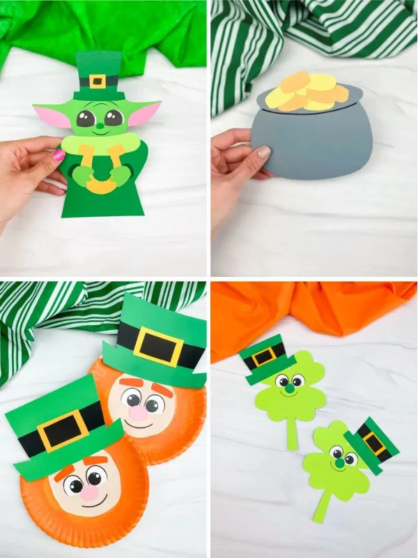 Collage of Homemade St. Patrick's Day Crafts
