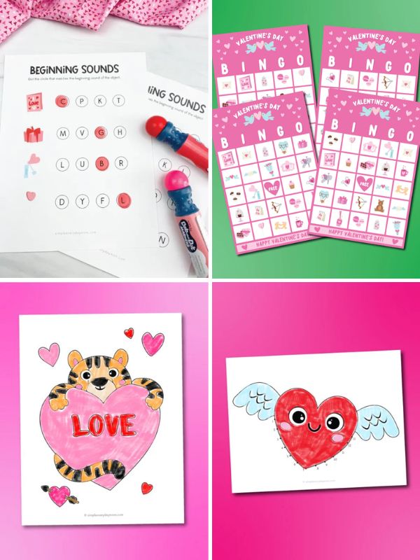 collage of Kid's valentines activities