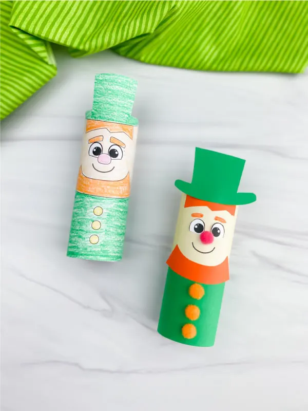two toilet paper roll leprechaun crafts