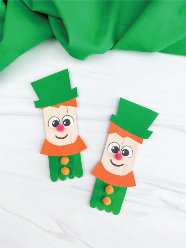 two popsicle stick leprechaun crafts