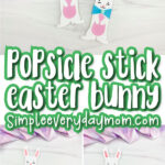 popsicle stick Easter bunny craft image collage with the words popsicle stick easter bunny in the middle
