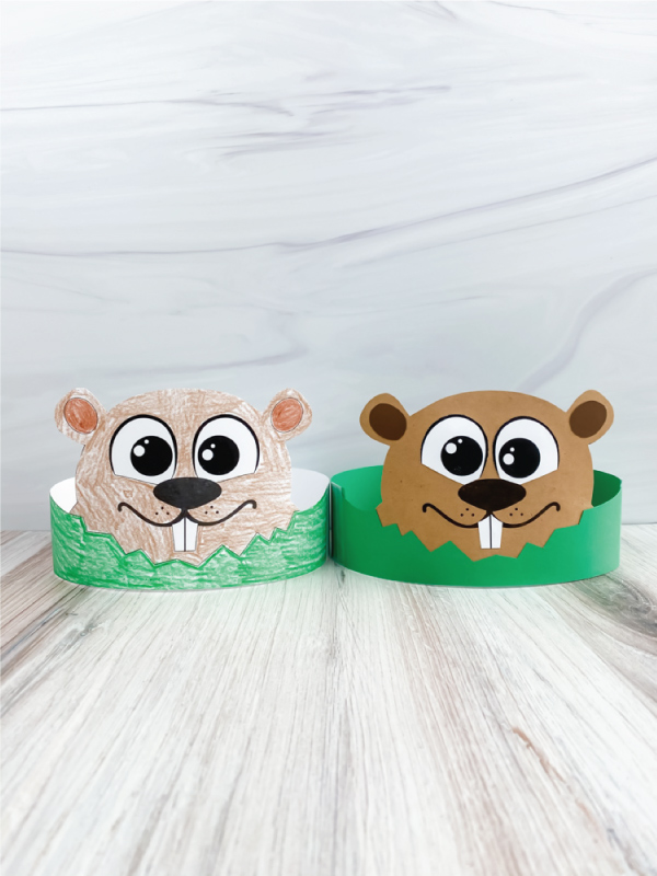 2 groundhog headband crafts for kids