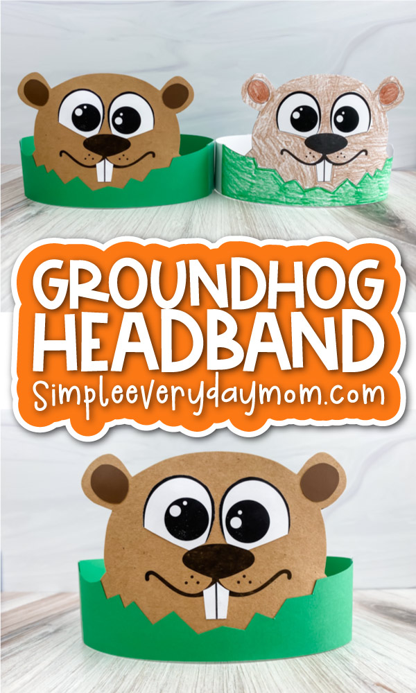 groundhog craft image collage with the words groundhog headband