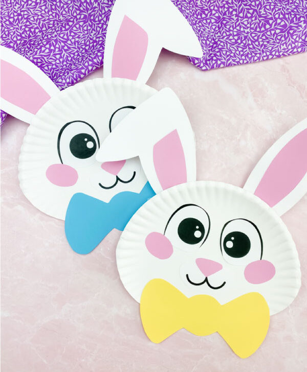 two paper plate Easter bunnies