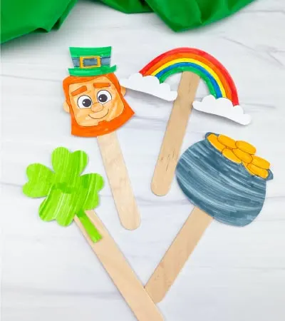 St. Patrick's Day popsicle stick puppets