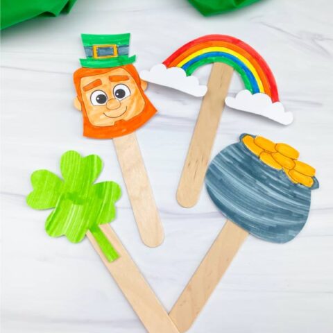 St. Patrick's Day popsicle stick puppets