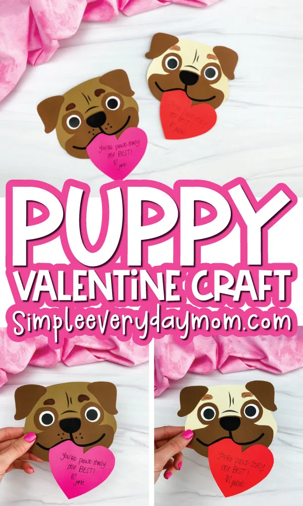 puppy valentine craft image collage with the words puppy valentine craft in the middle