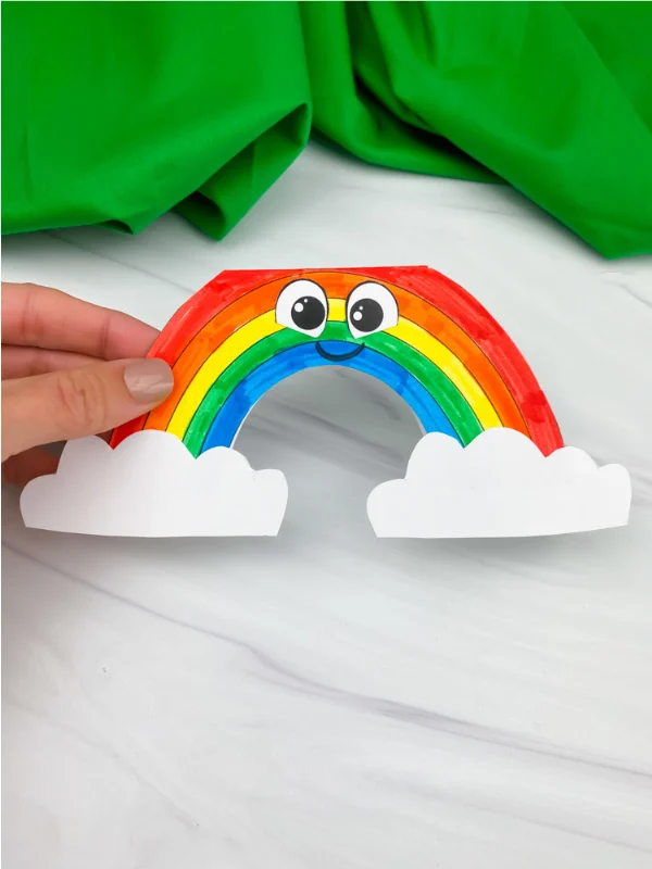 hand holding rainbow card craft