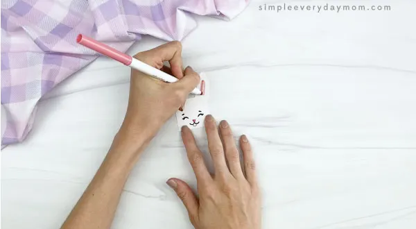 hand coloring inner ears of bunny craft