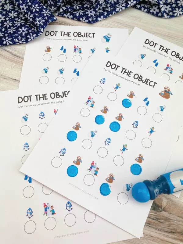 winter dot the object printables