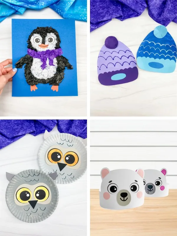 winter crafts for kids image collage