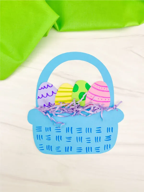 blue paper Easter basket craft