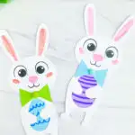 closeup of two Easter bunny crafts
