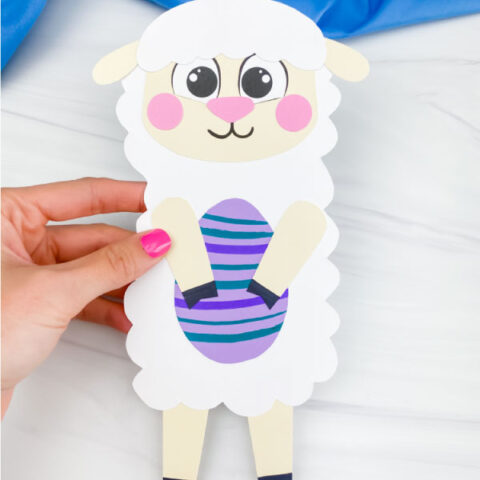 hand holding Easter sheep craft