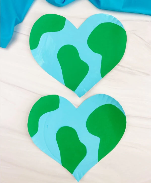 two hearth shaped paper plate Earth crafts