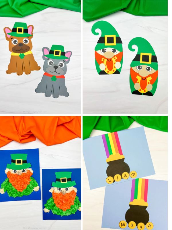 Collage of Printable St. Patrick's Day Crafts