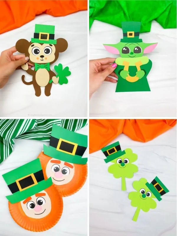 Collage of St. Patricks Day Kid Crafts